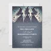 Drie heksen op nacht sterrenfeest Halloween Kaart (Voorkant)