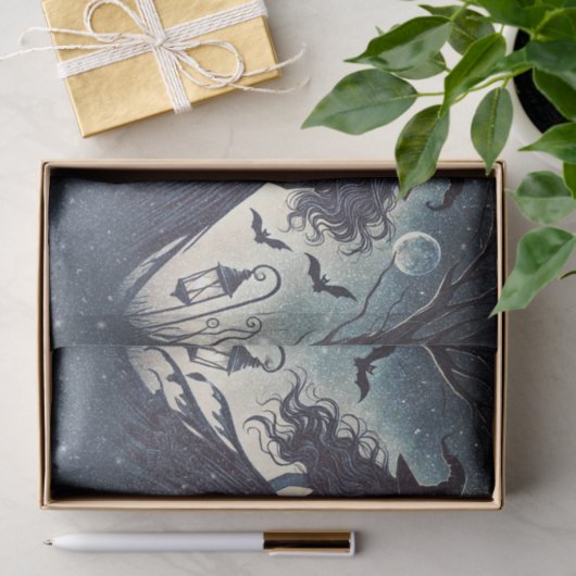 Drie heksen op nacht sterrenfeest Halloween Tissuepapier (Geschenk)