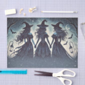 Drie heksen op nacht sterrenfeest Halloween Tissuepapier (Craft)