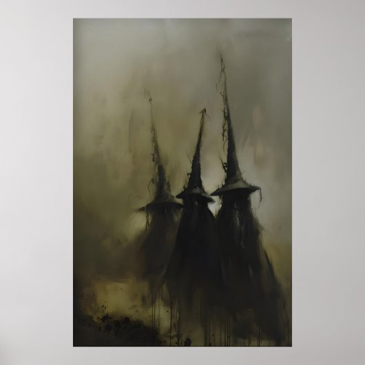 Drie Heksen Silhouetten in Nevel Occulte Poster (Voorkant)