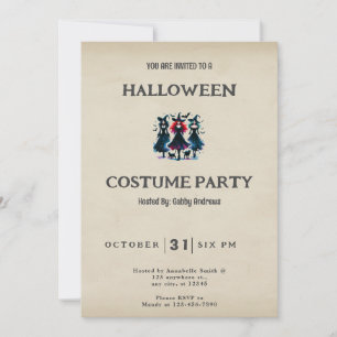 Drie heksen zwarte katten vleermuizen  Halloween Kaart