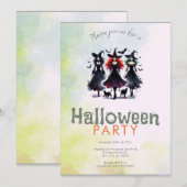 Drie heksen zwarte katten vleermuizen Halloween Pa Kaart (Voorkant / Achterkant)