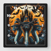 Drie heksenslangen onder een volle pet vierkante klok (Voorkant)