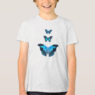 Drie heldere blauwe vintage vlindertjes T-shirt