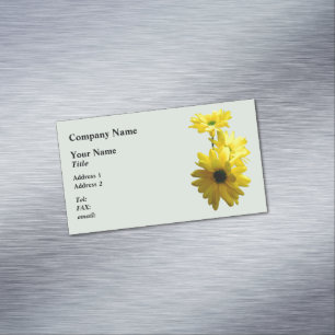 Drie heldergele margrieten magnetisch visitekaartje