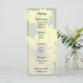 Drie heldergele margrieten trouwmenu menu (Staand voorkant)
