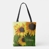 Drie Heldergele zonnebloemen op maat Tote Bag (Achterkant)