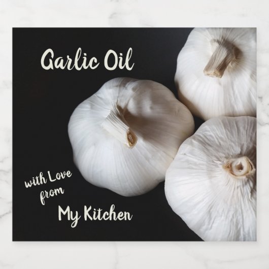 Drie hele handschoenen Witte knoflookfles Etiket (Enkel label)