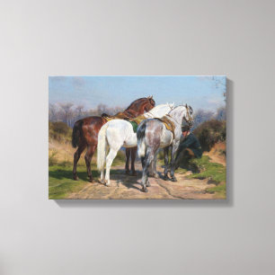 Drie hengsten (door Rosa Bonheur) Canvas Afdruk