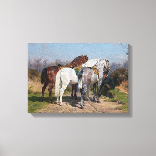 Drie hengsten (door Rosa Bonheur) Canvas Afdruk (Voorkant)