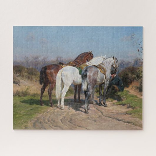 Drie hengsten (door Rosa Bonheur) Legpuzzel (Horizontaal)