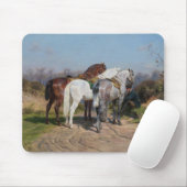 Drie hengsten (door Rosa Bonheur) Muismat (Met muis)