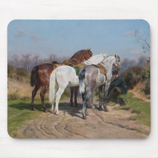Drie hengsten (door Rosa Bonheur) Muismat (Voorkant)