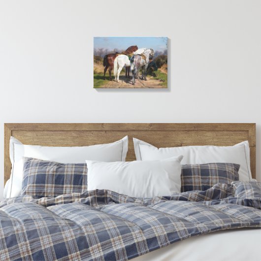 Drie hengstenpaarden (door Rosa Bonheur) Canvas Afdruk (Insitu (Slaapkamer))