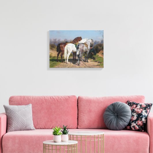 Drie hengstenpaarden (door Rosa Bonheur) Canvas Afdruk (Insitu (Woonkamer))