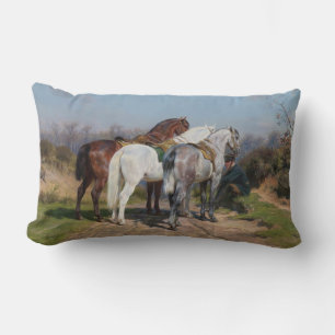 Drie hengstenpaarden (door Rosa Bonheur) Kussen