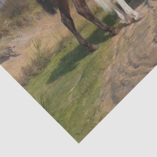 Drie hengstenpaarden (door Rosa Bonheur) Tissuepapier (Detail)