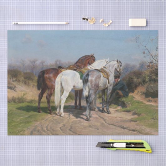 Drie hengstenpaarden (door Rosa Bonheur) Tissuepapier (Craft)