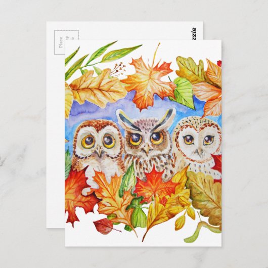 drie herfst briefkaart (Voorkant / Achterkant)