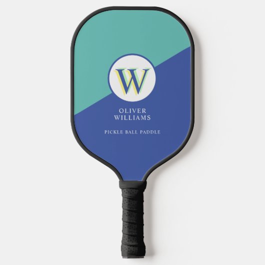 Drie het Initiaal van Lagen W (editable) Blauw 2-t Pickleball Paddle (Voorkant)