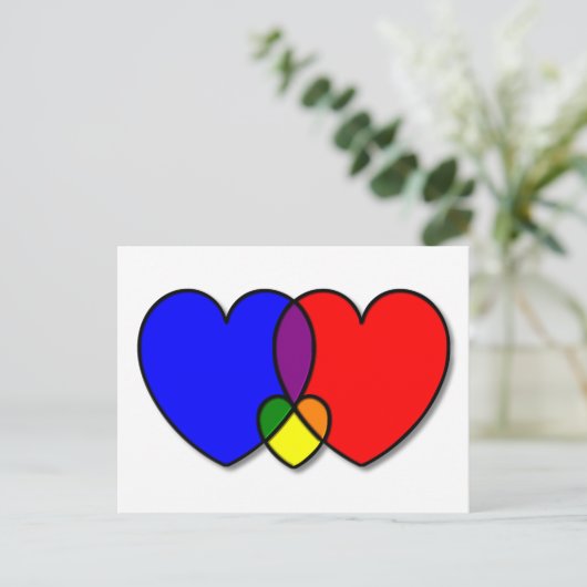 Drie het Interlocking Briefkaart van het hart (Staand voorkant)