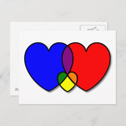 Drie het Interlocking Briefkaart van het hart (Voorkant / Achterkant)