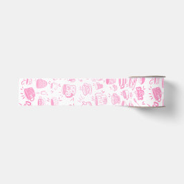 Drie Het is tijd voor thee 3e verjaardagsuitnodigi Grosgrain Lint