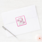Drie Het is tijd voor thee 3e verjaardagsuitnodigi Vierkante Sticker (Envelop)