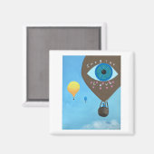 Drie hete luchtballonnen verbeelden liefde vierkan magneet (Voorkant / Achterkant)