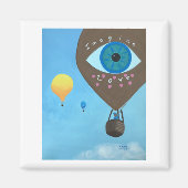 Drie hete luchtballonnen verbeelden liefde vierkan magneet (Voorkant)