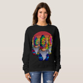 Drie Hippie Gnomes, Peace Gnome, Funny Retro Strop Trui (Voorkant volledig)