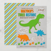 Drie historische dinosaurusNobeluitnodiging Kaart (Voorkant / Achterkant)