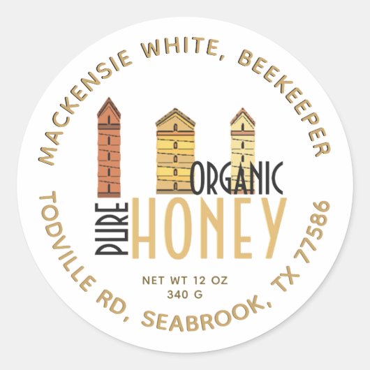 Drie Hives Organic Honey Label White (Voorkant)
