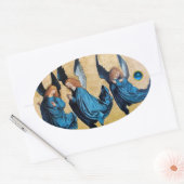 DRIE HOEKEN IN BLAUW OVALE STICKER (Envelop)