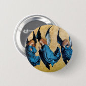 DRIE HOEKEN IN BLAUW RONDE BUTTON 5,7 CM (Voorkant /achterkant)