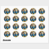 DRIE HOEKEN IN BLAUW RONDE STICKER (Vel)