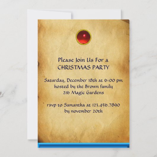 DRIE HOEKEN IN BLAUW, rood, viltpapier Kaart (Achterkant)