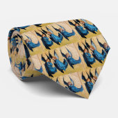 DRIE HOEKEN IN BLAUW STROPDAS (Opgerold)