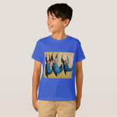 DRIE HOEKEN IN BLAUW T-SHIRT (Voorkant volledig)