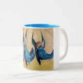 DRIE HOEKEN IN BLAUW TWEEKLEURIGE KOFFIEMOK (Voorkant rechts)