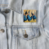 DRIE HOEKEN IN BLAUW VIERKANTE BUTTON 5,1 CM (In situ)