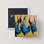 DRIE HOEKEN IN BLAUW VIERKANTE BUTTON 5,1 CM (Voorkant /achterkant)