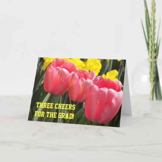 Drie Hoeraat Afstudeercongratulaties Kaart (Voorkant)