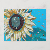 Drie hommels op een zonnebloem briefkaart (Voorkant)