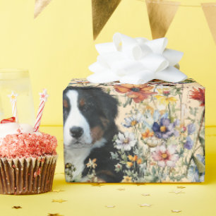 Drie honden in bloemen naadloos cadeaupapier
