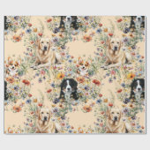 Drie honden in bloemen naadloos  cadeaupapier (Vlak)