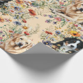 Drie honden in bloemen naadloos  cadeaupapier (Hoek)