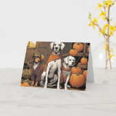 Drie honden met Halloween Kaart (Gele Bloem)