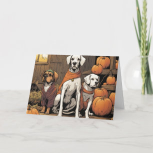 Drie honden met Halloween Kaart