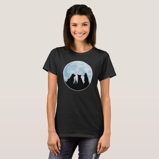 Drie honden 's nachts t-shirt (Voorkant volledig)